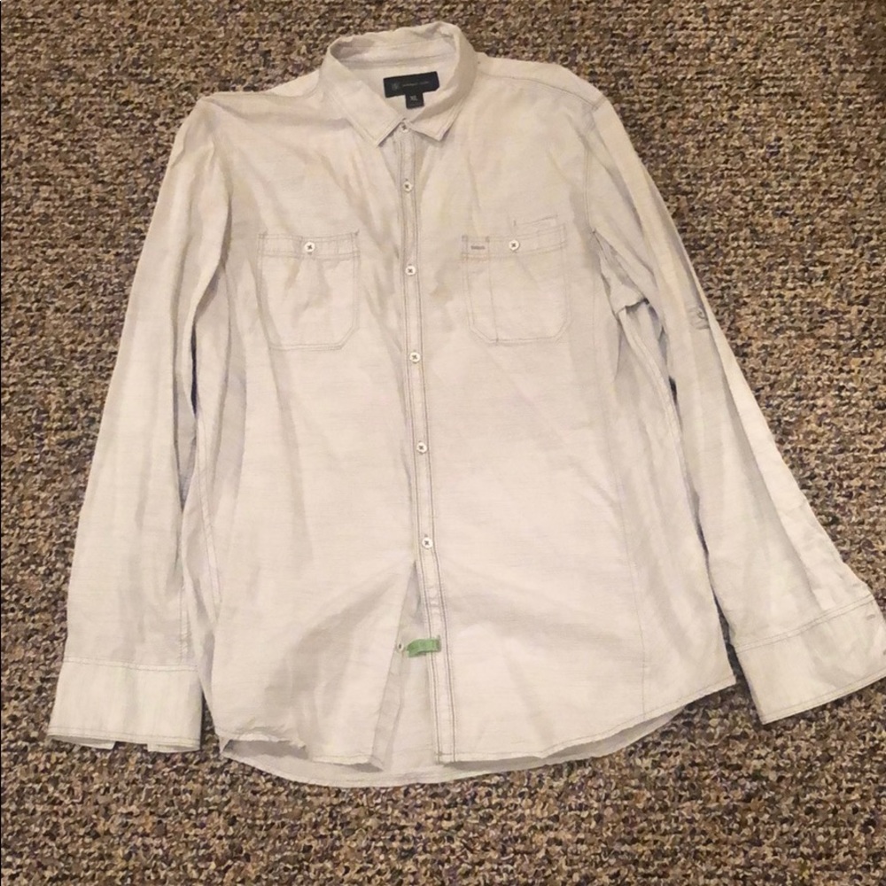 White/Gray Button Down INC Shirt, size: XL
